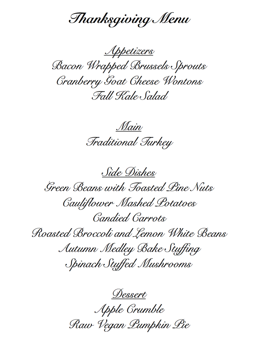 Fearless Charm’s Thanksgiving Menu